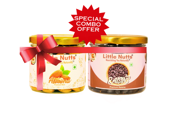 Premium Dryfruits 300gm  Combo Pack - Pack of 2 ( Black Raisins 150g & Almond 150g)